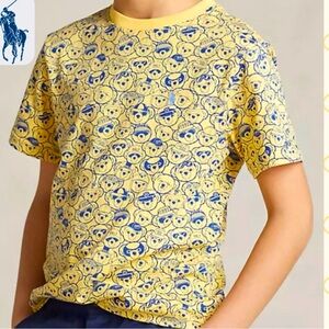 Ralph Lauren Polo Bear Print yellow & blue Short Sleeve Tee shirt NWT